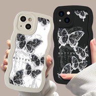 For iPhone 12 mini iPhone 12 Pro Max iPhone 13 mini iPhone 13 Pro Max iPhone 14 Plus iPhone 14 Pro Max Fashion Beautiful Butterfly Wave Border Phone Casing Soft TPU Back Cover