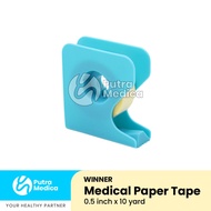 Winner Micropore Paper Tape Roll with Dispenser - 0.5inch x 10yard Medical Paper Plaster Isopore/