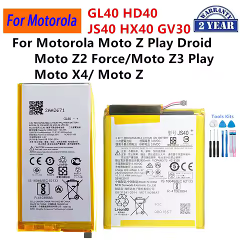 GL40 HD40 JS40 HX40 GV30 Battery For Motorola Moto Z Play Droid XT1635 Moto Z2 Force/Moto Z3 Play Mo