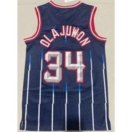 New Houston Rockets #34 Hakeem Abdul Olayl Olajuwon Navy Blue Embroidery Vintage Season Basketball J
