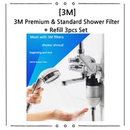 3M Premium & Standard Shower Filter Set + 3 Refill Cartridges | Chlorine Removal & Clean Water Purif