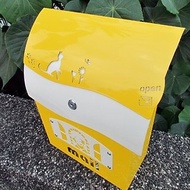 設計款亮彩黃有鎖不鏽鋼信箱 顏色 上蓋 門牌圖案均可選擇 郵筒