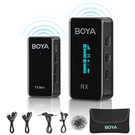 BOYA BY-XM6 S1/S2 Mini Wireless Lavalier Microphone for Android/Type-C iPhone iPad Smartphone Mini Mic With Real-time Monitoring Gain Adjustment and Mute for Interview Vlogging Live Streaming Phone Camera (100m)