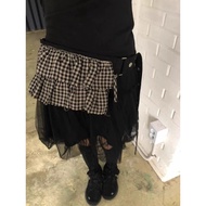 running waist bag running belt Excuye Street Ancient Japanese Plaid Ruffled Belt Double-Dual Zipper 