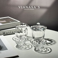 High-end Crystal Glass Cover Bowl Heat-resistant Crystal Glass Tea Set Tea Bowl Making Diamond Cryst