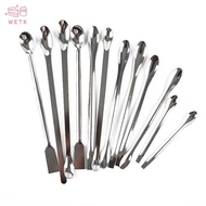 [WETK] 12Pcs Stainless Steel Lab Spoon Spatula Laboratory Sampling Spoon Mixing Spatula