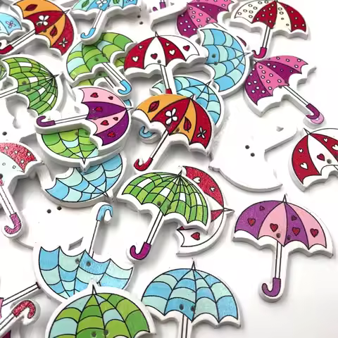 25/50/100pcs umbrella Wood Buttons 30*35mm Sewing Craft Mix Lots WB475