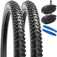 2 Pack 24" Bike Tires 24x2.30/56-507 Plus 2 Pack 24" Bike Tubes Schrader Valve with 2 Rim Strips Com