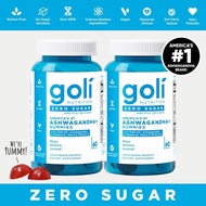 2 Bottles of Goli Zero Sugar Ashwagandha & L-Theanine, Vitamin D & Maca Gummies - KSM-66, Keto-Frien