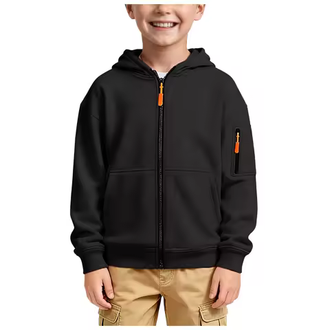 Boys Hooded Sweatshirt Jacket Comfortable Soft Stylish Warm Zip Up Hooded Jacket Kids Anorak 2025 Ki