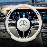 ฝาครอบพวงมาลัยรถยนต์หนังคาร์บอนไฟเบอร์สำหรับ Mercedes Benz C-Class E-Class EL-Class GLA GLC GLK GLS 