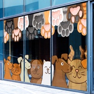 Pet Shop Window Waistline Glass Sticker Footprint Footprint Club Shading Electrostatic Glass Sticker