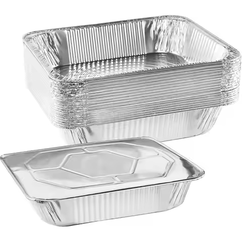 9x13 Disposable Aluminum Foil Pans With Lids Large Half Size Deep Steam Pan and Oven Buffet Trays Fo