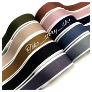 1YARD - KOREAN RIBBON WITH WHITE STRIPES / CANVAS RIBBON THICK WHITE LIST RIBBON 2.5CM