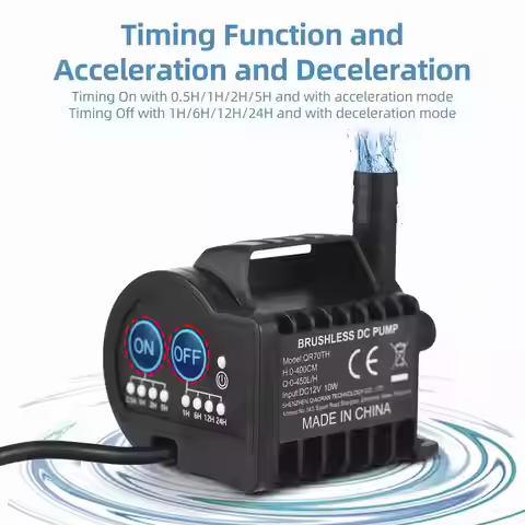 Mini 12V Water Pump with 4 Gear On/Off Timing, Acceleration and Deceleration Function, Max 700L/H Fl