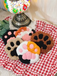 可愛貓爪毛毛杯墊 俄羅斯刺繡 戳戳繡 杯墊 材料包 DIY