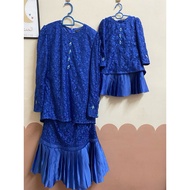 Baju raya sedondon ibu dan anak prelove cantik murah raya 2025 viral royal blue/biru baju kurung mod