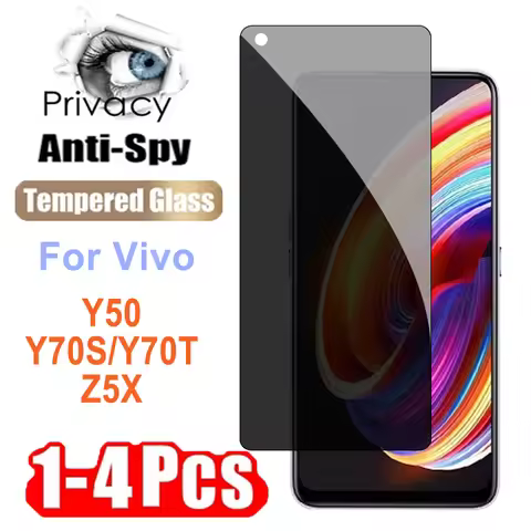 1-4PCS Privacy Screen Protector For Vivo Y50 Y70S Y70T Z5X Anti-spy Tempered Glass on Vivo Y50 Y70S 