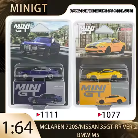 MINIGT 1:64 BMW i7 xDrive60 Tanzanite Blue Metallic LB-WORKS FORD MUSTANG Alloy Diecast Car Model Co