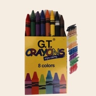 G.T. CRAYONS 8 Colors Strong Small High Quality, Non-Toxic Coloring Safe Learn Play Supplies