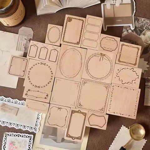YGJ simple cute border journal stamps wooden account collage cute