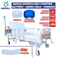 Manual Hospital Bed 8 Function (E28) + Mattress + Dining Table + Commode + Headwash Basin ( Katil Hospital 8 Fungsi )