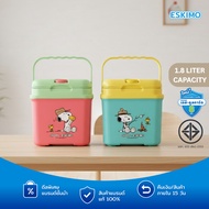 ESKIMO COOLER Square Flask Ice Bucket 1.8L With Straw Compartment For Portable Plastic Drinking Wate