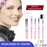 Kuas Make Up Isi 5 Pcs / Hello Kitty / Doraemon / Kuas Make Up Kemasan Mika / Kuas Set Kelengkapan
