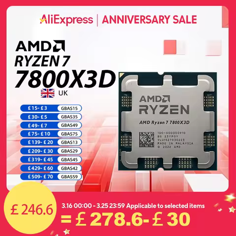 AMD Ryzen 7 7800X3D R7 7800X3D CPU 8-Core 16-Thread 5GHz Unlocked Desktop Processor Socket AM5 Gamin