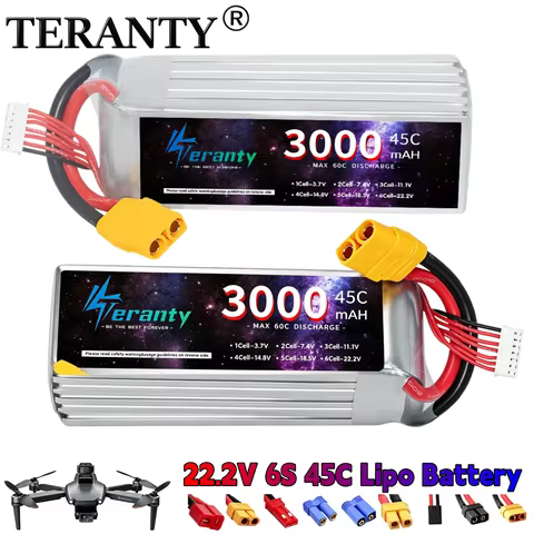 22.2V 6S 45C Lipo Battery 1500mAh 2200mAh 2700mAh 3000mAh with XT60 T XT90 Plug for RC Helicopter Ca