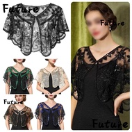 FUTURE Shawl Beaded, 1920s Lightweight Flapper Shawl, Fashion Breathable Mesh Party Shawl