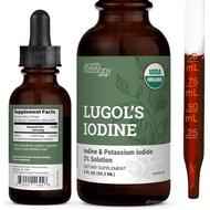 Organic Lugol's Iodine Liquid Drops Supplement - 2% Thyroid Non-GMO 2 Oz | Earth Harmony Iodine Supp