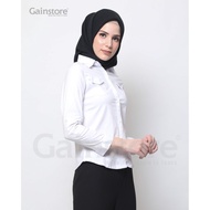 KEMEJA PUTIH POLOS WANITA BAJU FORMAL CEWEK BAJU KANTOR KERJA KANCING