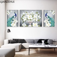 Lukisan Diamond 5D Diy Gambar Bunga Dan Burung Merak Untuk Dekorasi
