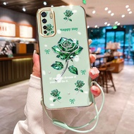 MAWAR Casing hp For OPPO A91 Reno 3 F15 Case Casing HP Rose Gem Pattern Cesing Strap Layered Case Si