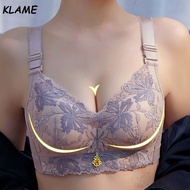KALME Adjustable V-Neck Embroidery Lace Plus Size A/C Cups Bra KLM151