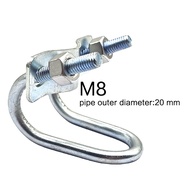 6pcs Klem Besi Pipa Klem Pipa M8 Klem Pipa Besi Tebal Klem Pipa Conduit Double U-shaped