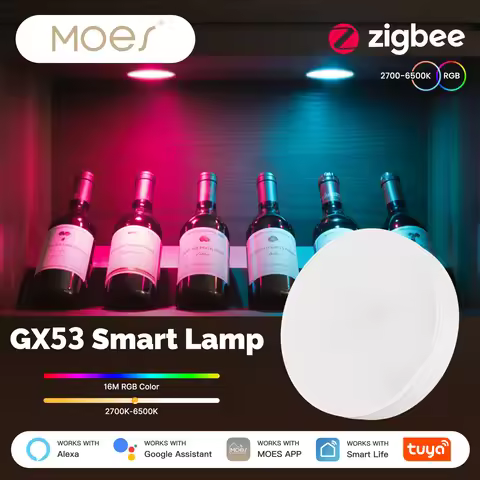 MOES Tuya ZigBee Smart LED Lamp GX53 Light Bulb Color Changing Dimmabl Music Sync Restaurant Cabinet