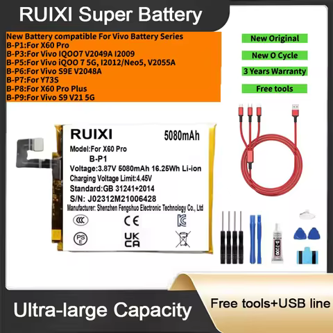 New Battery Compatible For Vivo X60 Pro/IQOO7 V2049A I2009/ iQOO 7 5G/S9E V2048A/Y73S/X60 Pro Plus P