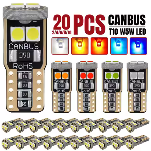 2/4/10/20 PCS CANBUS T10 W5W LED Bulbs For Car Interior Dome Door Trunk License Plate Side Lights 12