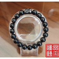 [Jinglai Run] Gold Luck Stone Hand Beads (With Pixiu) 31.7g 9.5mm Circumference 18cm Purple Silver L