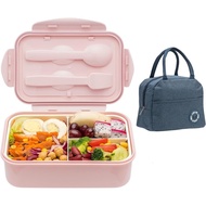 Bento Boxes for Adults, 1100 ML Bento Lunch Box For Kids Childrens With Utensils, Insulated Lunch Bag, Durable for On-the-Go Meal, BPA-Free and Food-Safe Materials(Pink With Bag)