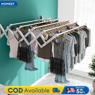 HM 1M-2M 3/4/5 Bar Stainless Steel Retractable Wall Mounted Clothes Hanger Ampaian Baju Retractable 
