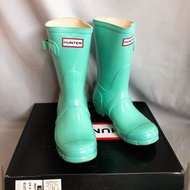 私物出售 九成新 正品 hunter boots MINT 扣環短筒雨靴 限定特殊色 tiffany綠 hunter靴 雨鞋  潮流雨靴 時尚雨靴