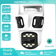 Hamrol 12MP 6K Three Lens Kamera WiFi PTZ Outdoor Waterproof Wireless CCTV IP Security Camera iCsee