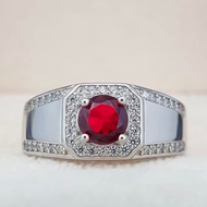 Men Ring Adam Belgium Red Original Silver 925 Cincin Silver 925 / Cincin Nikah Kahwin Lelaki