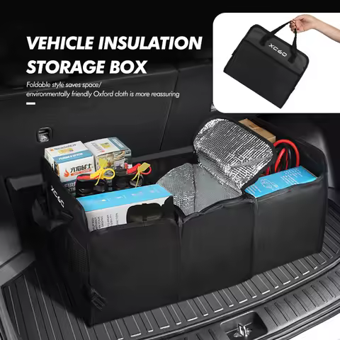 Car Trunk Organizer Fruit Food Insulated Bag Drink Storage Box For Volvo AWD V90 XC40 XC60 XC70 XC90