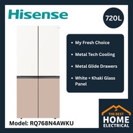 Hisense 720L Multi Door Inverter Refrigerator RQ768N4ABU [Black Glass] | RQ768N4AW-KU [White + Khaki