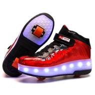รองเท้ารองเท้าสเก็ตสำหรับเด็กสะท้อนแสงไฟ Led 2ล้อรองเท้าผ้าใบสเก็ตรองเท้าชาร์จไฟได้เด็กผู้ชายเด็กผู้