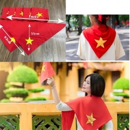 Red flag scarf with yellow star, storm scarf, love water, spirit, Vietnam, stretch cotton scarf, siz